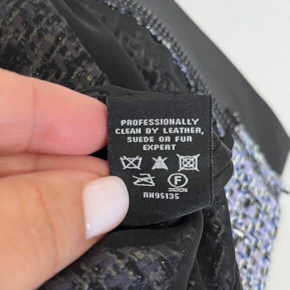 Lafayette 148 Y2K Tweed Leather Skirt Size 2 Purple Black Twee Old Money Preppy - Picture 6 of 6